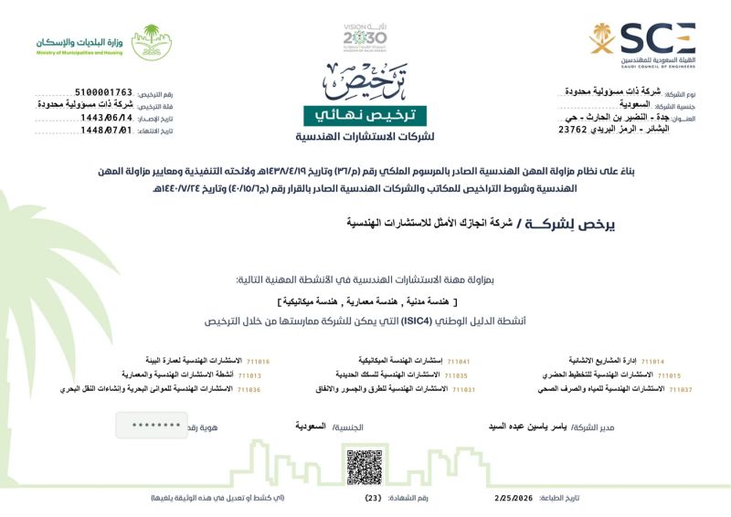 ترخيص الهيئة السعودية للمهندسين